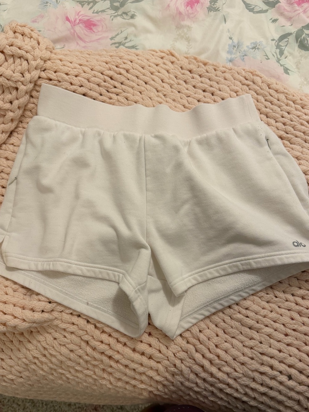 ALO white sweatshorts